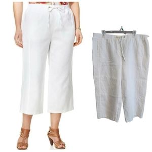 JM Collection plus size white linen capri pants women's plus size 16